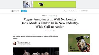 Vogue Announces It Will No Longer Book Models Under 18 in New ...