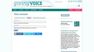 User account | Giving Voice