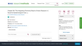 The Integrating (Feminine) Reach of Action Research: A Nonet for ...