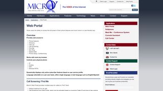 Web Portal - VoIP Application - MicroV - MicroV Technologies