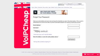 Forgot your password? - VoIPCheap | Free Calls from the UK