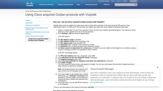 Using Cisco acquired Codian products with Voiptalk - Cisco