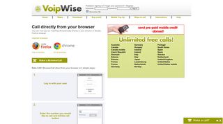 Call directly from your browser - VoipWise Free Calls