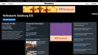 Volksbank Salzburg eG: Company Profile - Bloomberg