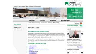 Bank account - University of Salzburg