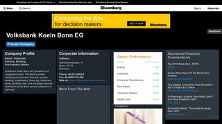 Volksbank Koeln Bonn eG: Company Profile - Bloomberg