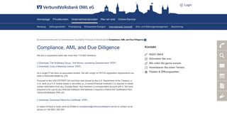 Compliance, AML and Due Dilligence - VerbundVolksbank OWL eG