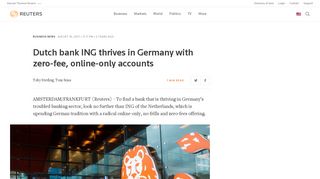 Dutch bank ING thrives in Germany with zero-fee, online-only ...