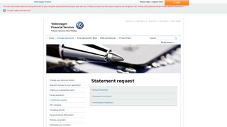 Statement request - Volkswagen Finance