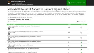 Volleyball Round 3 Ashgrove Juniors signup sheet - VolunteerSignup