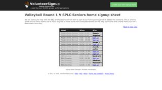 Volleyball Round 1 V SPLC Seniors home signup sheet