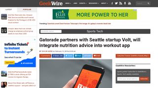 Gatorade partners with Seattle startup Volt, will integrate nutrition ...