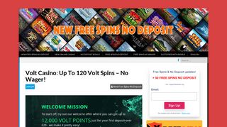 Volt Casino: Up To 120 Volt Spins - No Wager! - New Free Spins No ...