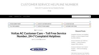 Voltas AC Customer Care - Toll Free Service Number, 24x7 Complaint