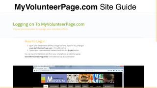 Logging on To MyVolunteerPage.com - Site Guide - Better Impact
