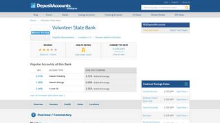 Volunteer State Bank Reviews and Rates - Tennessee