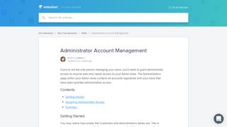 Administrator Account Management | Volusion V1 Help Center