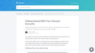 Getting Started With Your Volusion Accounts | Volusion V1 Help Center