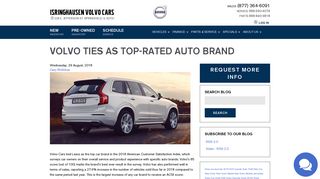 Volvo Ties as Top-Rated Auto Brand | Isringhausen Volvo Cars