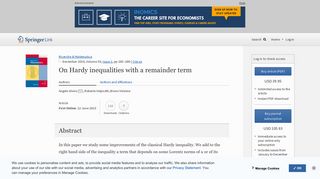 On Hardy inequalities with a remainder term | SpringerLink