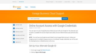 Vonage Business Cloud | Answer | Online Account Access with ...