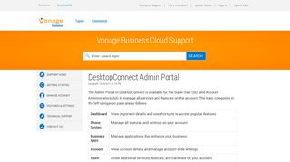 Vonage Business Cloud | Answer | DesktopConnect Admin Portal