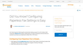 Configure Paperless Fax Settings | Vonage Business