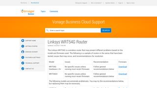 Vonage Business Cloud | Answer | Linksys WRT54G Router