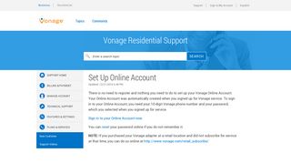 Vonage Residential | Answer | Set Up Online Account - Vonage Support
