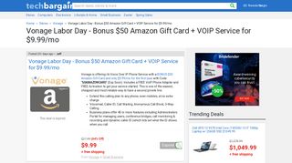 Vonage Labor Day - Bonus $50 Amazon Gift Card + VOIP Service for ...