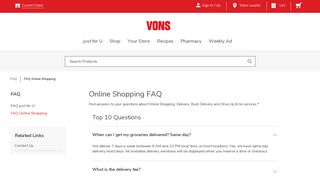 Online Shopping FAQ - Vons
