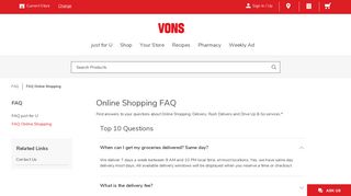 Online Shopping FAQ - Vons