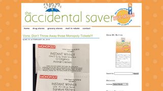 Vons: Don't Throw Away those Monopoly Tickets!!! - The Accidental ...