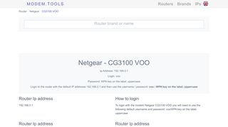 Netgear CG3100 VOO Default Router Login and Password