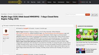 Mythic Saga (SEA) (Web-based MMORPG) - 7-days Closed Beta Begins ...