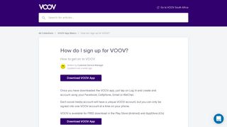 How do I sign up for VOOV? | VOOV Support