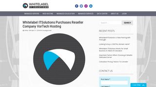 Whitelabel ITSolutions Purchases Reseller Company VorTech Hosting ...