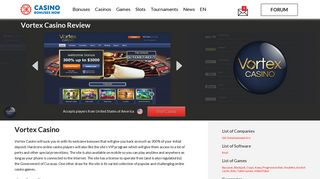 Vortex Casino Review - Casino Bonuses Now