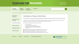 Verification of Study (VoS) Online - StudyLink for Providers