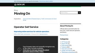 Operator Self Service - Moving On