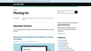 Operator licence - Moving On