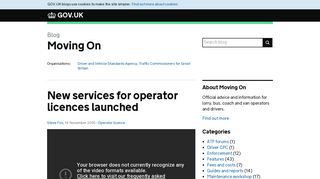 New services for operator licences launched - Moving On