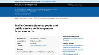 Traffic Commissioners: goods and public service vehicle operator ...