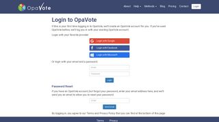 Login for OpaVote Online Voting