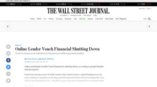 Online Lender Vouch Financial Shutting Down - WSJ