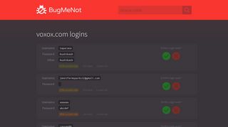 voxox.com passwords - BugMeNot