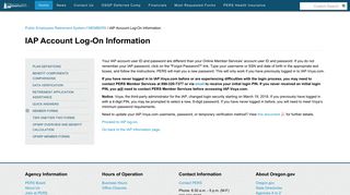 State of Oregon: MEMBERS - IAP Account Log-On Information