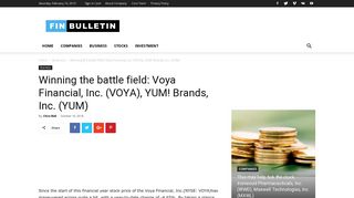 Winning the battle field: Voya Financial, Inc. (VOYA), YUM! Brands, Inc ...