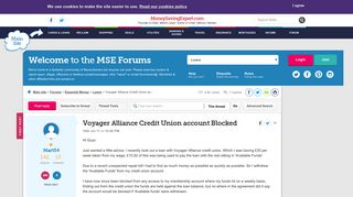 Voyager Alliance Credit Union account Blocked - MoneySavingExpert ...