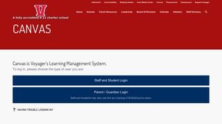 VAHS Canvas login page – Voyager Academy